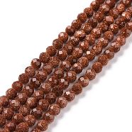 Synthetic Goldstone Beads Strands, Faceted, Round, 4x4mm, Hole: 0.5mm, about 92pcs/strand, 15.08''(38.3cm)(G-E591-06B)