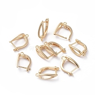 Brass Hoop Earring Findings with Latch Back Closure, with Horizontal Loop, Long-Lasting Plated, Teardrop, Real 18K Gold Plated, 16.5x10.5x5mm, Hole: 1.2mm, Pin: 0.8mm(KK-L180-113G)
