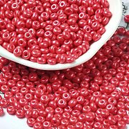 Baking Paint Luster Glass Seed Beads, Donut, Red, 4x2.5mm, Hole: 1mm, 6205pcs/pound(SEED-B001-04A-04)