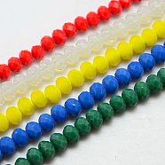 Imitation Jade Glass Bead Strands, Faceted, Rondelle, Mixed Color, 4x3mm, Hole: 1mm, about 138pcs/strand, 16.5 inch(GLAA-F001-4x3mm-M)