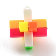 Plastic Pendants, Bubble Popper Fidget Toy, Stress Anxiety Relief Toys, Puzzle Block Pendant, Cross, Colorful, 37x32.5x33mm, Hole: 2mm(KY-B002-03)