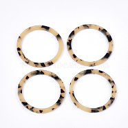 Cellulose Acetate(Resin) Big Pendants, Leopard Print, Ring, PapayaWhip, 60x2.5mm, Hole: 1.4mm(KY-T011-10C-01)