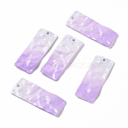 Gradient Spray Painted Alloy Pendants, Rectangle, Lilac, 43x15.5x2mm, Hole: 1.8mm(FIND-E026-04)