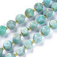 Natural Amazonite Beads Strands, with Seed Beads, Six Sided Celestial Dice, 10~10.5x10~10.5mm, Hole: 1mm, about 32~35pcs/strand, 15.55~15.74inch(39.5~40cm)(G-A030-B12-10mm)