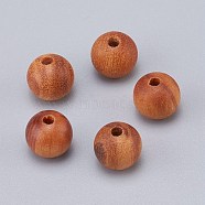 Natural Wood Beads, Loose Beads, for Rosary Jewelry Making, Round, Undyed, 6mm, Hole: 1.5mm(WOOD-H100-01)