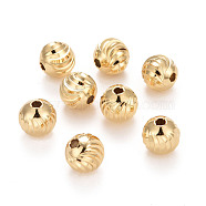 Eco-Friendly Brass Beads, Long-Lasting Plated, Lead Free & Cadmium Free, Round, Real 24K Gold Plated, 8mm, Hole: 2.1mm(KK-M225-22G-B)