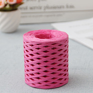 Raffia Ribbon, Packing Paper String, Raffia Twine Paper Cords for Gift Wrapping and Weaving, Deep Pink, 3~4mm, about 218.72 Yards(200m)/Roll(SENE-PW0003-104J)