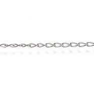 304 Stainless Steel Chain, Curb Chain, Twisted Chain, Soldered, Stainless Steel Color, 3x1.3x0.3mm(CHS-G017-02P)