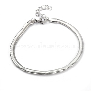 304 Stainless Steel Flat Snake Chain Bracelets, with Lobster Claw Clasps, Stainless Steel Color, 8 inch(20.3cm)(BJEW-O186-06B-P)