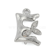 Brass Crystal Rhinestone Letter Links Connector Charms, Real Platinum Plated, Letter E, 15x10x4mm, Hole: 1.2mm and 1.5mm(KK-S395-06P-E)