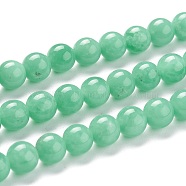 Natural Glass Beads Strands, Round, Spring Green, 6~6.5mm, Hole: 0.8mm, about 65pcs/strand, 15.75 inch(40cm)(G-F688-01-6mm)