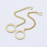 Brass Pendants, Long-Lasting Plated, Real 18K Gold Plated, Nickel Free, Ring with Chain, 47mm, Hole: 1mm(KK-F727-54G-NF)