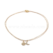 Brass Micro Pave Cubic Zirconia Pendant Necklace Sets, with Brass Cable Chains, 304 Stainless Steel Lobster Claw Clasps and Cardboard Packing Box, Star & Moon, Golden, 16.33 inch(41.5cm), 2pcs/set(NJEW-JN02671)
