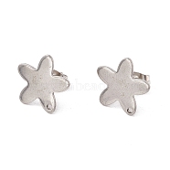 Non-Tarnish 201 Stainless Steel Stud Earring Findings, with Ear Nuts and 304 Stainless Steel Pins, Flower with Hole, Stainless Steel Color, 13x13.5mm, Hole: 1.2mm, Pin: 0.7mm(STAS-G266-10P)