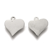 304 Stainless Steel Charms, Laser Cut, Heart, Stainless Steel Color, 10x10x1mm, Hole: 1.2mm(STAS-I151-40P)