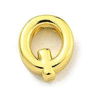 Brass Beads, Real 18K Gold Plated, Letter Q, 9x7.8x3mm, Hole: 1.8x1mm(KK-K354-07G-Q)