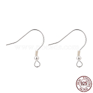 925 Sterling Silver Earring Hooks, with 925 Stamp, Silver, 17x19mm, Hole: 1.5mm, 22 Gauge, Pin: 0.6mm(STER-T002-166S)