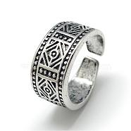 Adjustable Alloy Wide Band Cuff Finger Rings, Size 6, Antique Silver, 16mm(RJEW-S038-011)