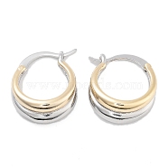 Rack Plating Brass Hoop Earrings, Long-Lasting Plated, Cadmium Free & Lead Free, Ring, Platinum & Real 18K Gold Plated, 20.5x7x17mm(EJEW-C101-07GP)