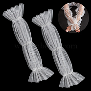 Polyester Detachable Long Mesh Sleeves, for Wedding Bridal Dress Tulle Accessories, White, 595x120x1mm(AJEW-WH0270-354A)