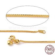 925 Sterling Silver Wheat Chains Necklace for Women, Golden, 23.62 inch(60cm)(STER-I021-02C-G)