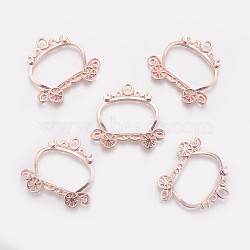 Rack Plating Alloy Open Back Bezel Pendants, For DIY UV Resin, Epoxy Resin, Pressed Flower Jewelry, Cadmium Free & Nickel Free & Lead Free, Carriage, Rose Gold, 36x39.5x3mm, Hole: 3x5mm(PALLOY-Q351-17RG-FF)