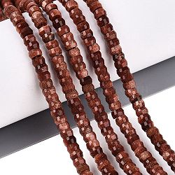 Synthetic Goldstone Beads Strands, Rondelle, Faceted, 4x2~2.5mm, Hole: 0.7~1mm, about 156~162pcs/strand, 14.76~15.16 inch(37.5~38.5cm)(G-Q606-46A-12)