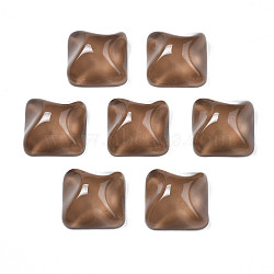 Transparent Resin Cabochons, Water Ripple Cabochons, Square, Camel, 16x16x8.5~9mm(CRES-N031-004A-B03)