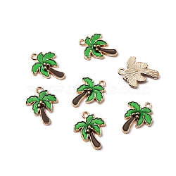 Alloy Enamel Pendants, Coconut Tree, Light Gold, 20x15.5x2.5mm, Hole: 1.6mm(ENAM-CJC0012-021)