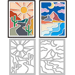 Beach & Desert Carbon Steel Cutting Dies Stencils, for DIY Scrapbooking, Photo Album, Decorative Embossing Paper Card, Mixed Shapes, 147x107x0.8mm, 2pcs/set(DIY-WH0309-2590)