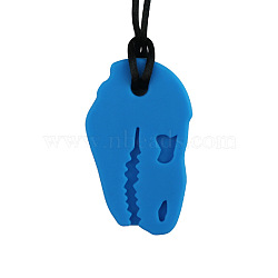 Dinosaur Food Grade Eco-Friendly Silicone Pendants, Chewing Beads For Teethers, DIY Nursing Necklaces Making, Royal Blue, 63x38x10mm(PW-WGBCC5F-05)