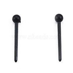 Plastic Tiny Ball Stud Earrings, Post Earrings for Women, Black, 14x2.5mm, Pin: 0.9mm(EJEW-N022-01G)