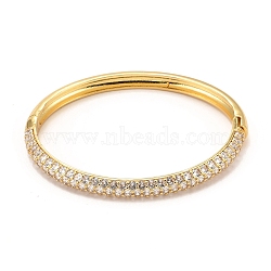 Brass Micro Pave Cubic Zirconia Bangles, Long-Lasting Plated, Real 18K Gold Plated, Inner Diameter: 1-7/8x2-1/4 inch(4.8x5.7cm)(BJEW-F416-01G)