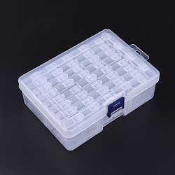 Plastic Bead Containers, Flip Top Bead Storage, For Seed Beads Storage Box, with PP Plastic Packing Box, Rectangle, Clear, 50x27x12mm, Hole: 9x10mm, Packing Box: 17.8x11.7x5.7cm, 44pcs containers/packing box(X-CON-R010-01E)