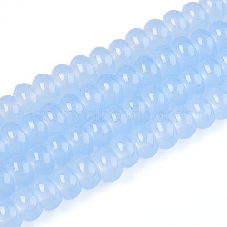 Imitation Jade Glass Beads, Transparent Baking Paint Rondelle Beads, Light Sky Blue, 8~8.5x4.5~5mm, Hole: 1.2mm, about 159~164pcs/strand, 30.71~31.50 inch(78~80cm)(X-DGLA-ZX002-8mm-02H)