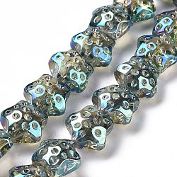 Transparent Electroplate Glass Beads Strands, Rainbow Plated, Star, Aquamarine, 15x15x9mm, Hole: 1.2mm, about 45pcs/strand, 23.62 inch(60cm)(GLAA-C025-01L)