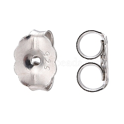 Sterling Silver Ear Nuts, Platinum, 5x6x3mm, Hole: 0.7mm(X-STER-E041-11B)