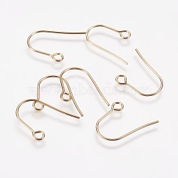 304 Stainless Steel Earring Hooks, with Horizontal Loop, Light Gold, 14x12x0.7mm, Hole: 2mm, Pin: 0.8mm(X-STAS-F142-01G)