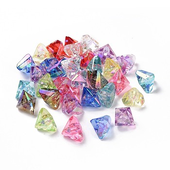 Transparent Acrylic Beads, Triangle, Mixed Color, 18x21x16mm, Hole: 2.5mm