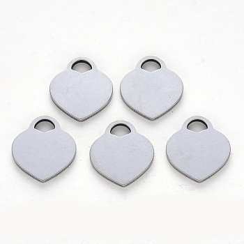 304 Stainless Steel Charms, Laser Cut, Blank Stamping Tag, Heart, Stainless Steel Color, 15x13.5x1mm, Hole: 4x3mm
