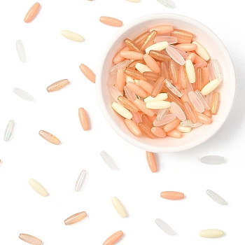 100G Opaque Colours Glass Seed Beads, Round Hole, Rice, Light Salmon, 12.5x4.5mm, Hole: 0.9~1mm
