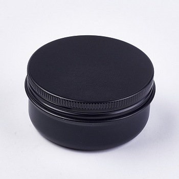 Round Aluminium Tin Cans, Aluminium Jar, Storage Containers for Cosmetic, Candles, Candies, with Screw Top Lid, Gunmetal, 5.9x2.8cm, capacity: 50ml