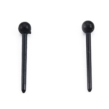 Plastic Tiny Ball Stud Earrings, Post Earrings for Women, Black, 14x2.5mm, Pin: 0.9mm