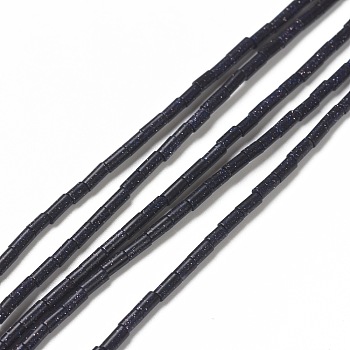 Synthetic Blue Goldstone Beads Strands, Column, 4.3~5.6x2.3~2.5mm, Hole: 0.9mm, about 82~86pcs/strand, 14.96~17.71 inch(38~45cm)