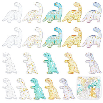 20Pcs 10 Style Acrylic Pendants, Glitter Powder, Dinosaur, Mixed Color, 2pcs/style