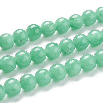 Natural Glass Beads Strands, Round, Spring Green, 6~6.5mm, Hole: 0.8mm, about 65pcs/strand, 15.75 inch(40cm)
