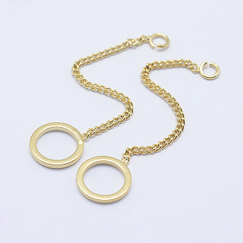 Brass Pendants, Long-Lasting Plated, Real 18K Gold Plated, Nickel Free, Ring with Chain, 47mm, Hole: 1mm