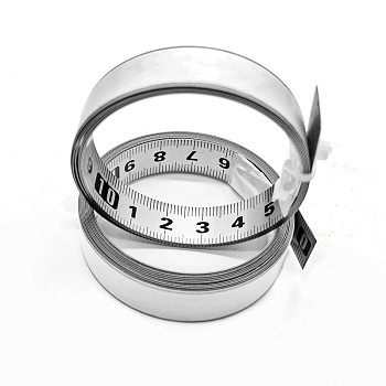 Self-adhesive 304 Stainless Steel Tape Measures, Measure Tool, Right to Left, Stainless Steel Color, 500x1.25x0.025cm, about 5m(16.4 feet)/roll