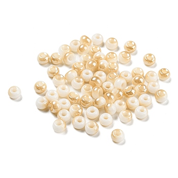 Glass Seed Beads, AB Color, Rondelle, Navajo White, 4x3mm, Hole: 1.2mm,  20g/bag