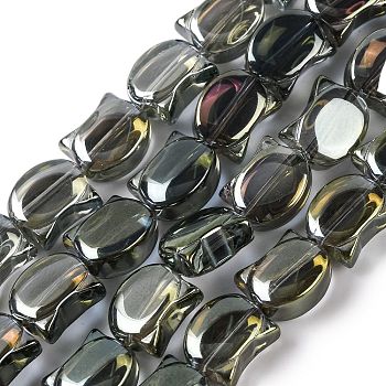 Electroplate Glass Beads Strands, Half Plated, Cat Shape, Dark Slate Gray, 8x10.5x5mm, Hole: 1.1mm, about 65pcs/strand, 25.20''(64cm)